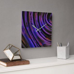 Coloured tire rubber cutout in bluish purple to re square wall clock