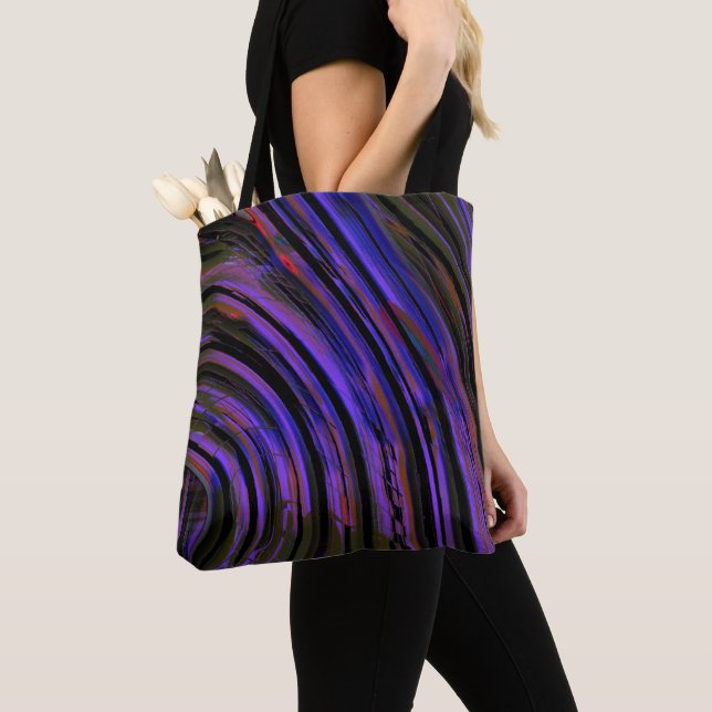 Coloured tire rubber cutout in bluish purple to re tote bag (Close Up)