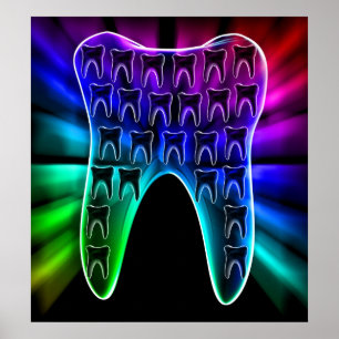 Coloured Tooth Design Dentist Orthodontist Poster