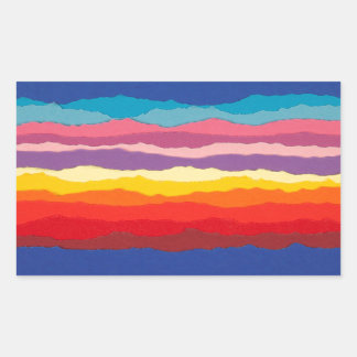 Coloured torn paper strip borders. rectangular sticker