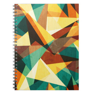 coloured triangle seamless texture with wood effec notebook