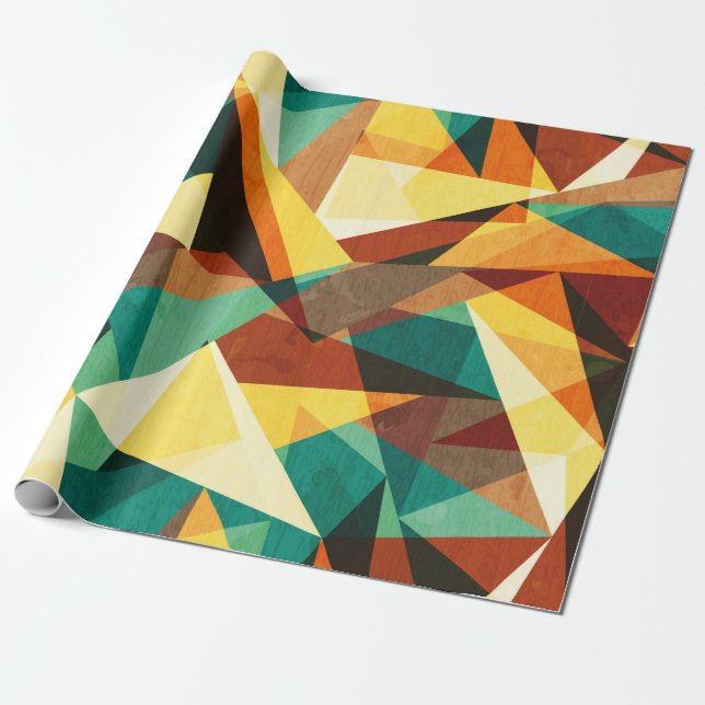 coloured triangle seamless texture with wood effec wrapping paper (Unrolled)