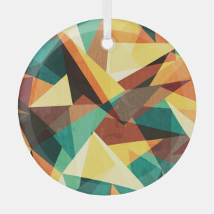Coloured Triangle Wood Effect Texture Glass Tree Decoration