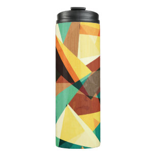 Coloured Triangle Wood Effect Texture Thermal Tumbler