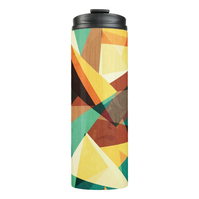 Coloured Triangle Wood Effect Texture Thermal Tumbler (Front)