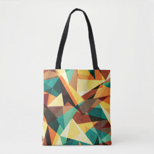 Coloured Triangle Wood Effect Texture Tote Bag