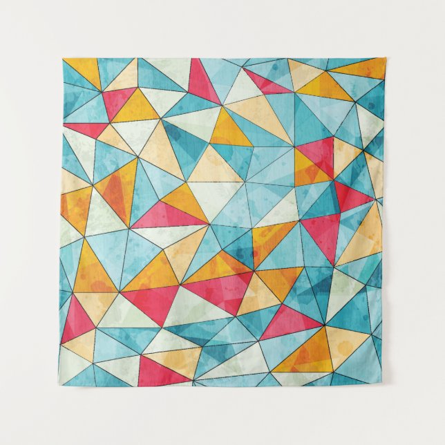 Coloured Triangles: Grunge Vintage Pattern Tapestry (Front)