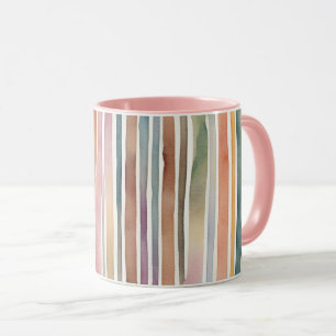 Coloured watercolour lines mug