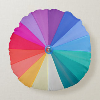 Coloured wedges on cotton round throw pillow