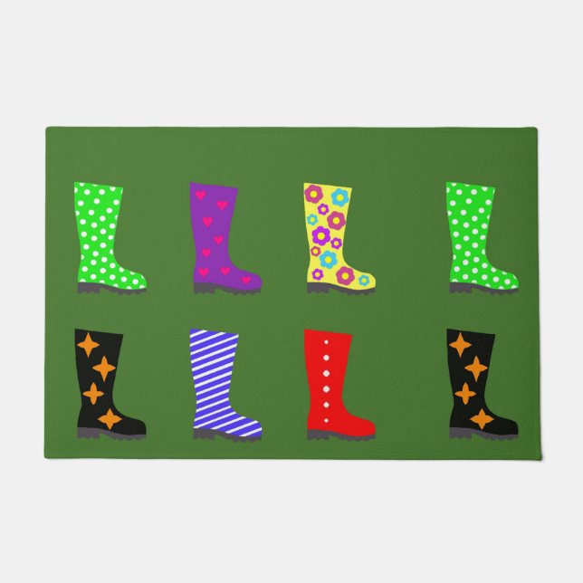 Coloured Wellies Doormat (Front)