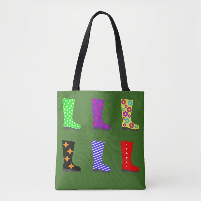 Coloured Wellies Tote Bag (Front)