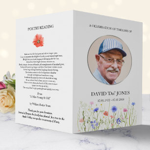 Coloured Wildllowers Silver Photo Obiturary Flyer