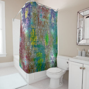 Coloured with grooves and skinned stained paint shower curtain