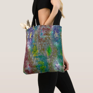 Coloured with grooves and skinned stained paint tote bag