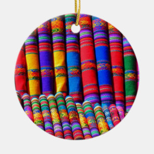 Coloured Woven Cloth Ceramic Tree Decoration