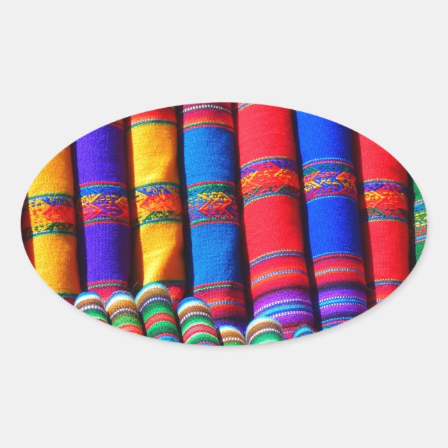 Coloured Woven Cloth Oval Sticker (Front)