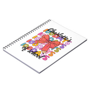 Colourful 100 Days Of School Red Pencil Bow Notebook