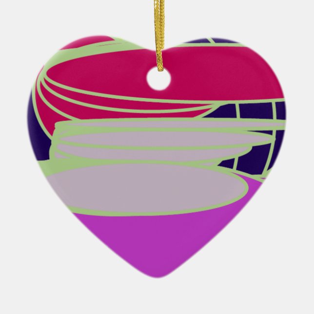 colourful 1332 abstract art ceramic tree decoration (Front)