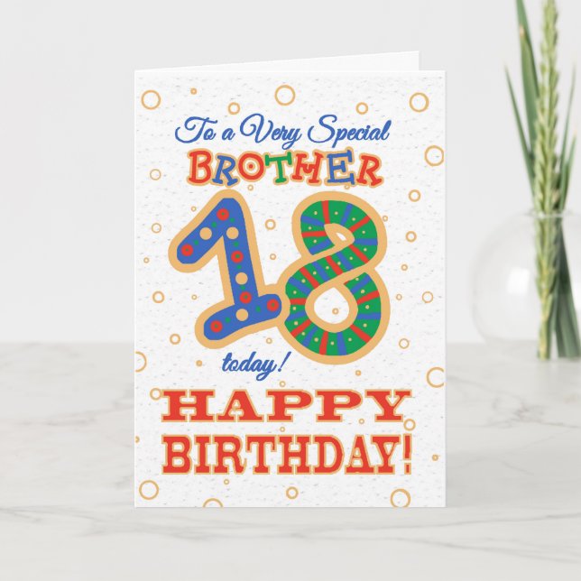 Colourful 18th Birthday for Special Brother Card (Front)