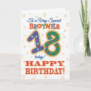 Colourful 18th Birthday for Special Brother Card