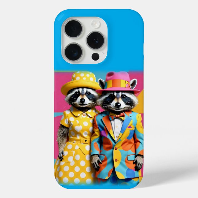 Colourful 1960's mod raccoons Case-Mate iPhone case (Back)