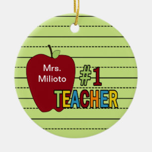 Colourful #1 Teacher Christmas Ornament