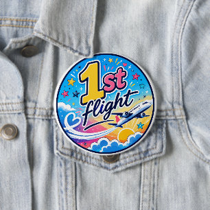 Colourful 1st flight aeroplane souvenir 10 cm round badge