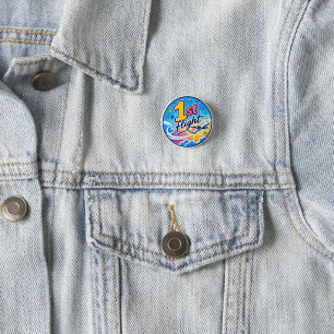 Colourful 1st flight aeroplane souvenir 3 cm round badge