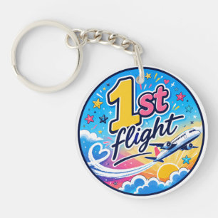 Colourful 1st flight aeroplane souvenir key ring