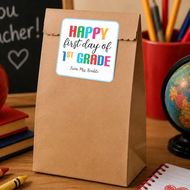 Colourful 1st Grade School Sticker (Square) (Creator Uploaded)