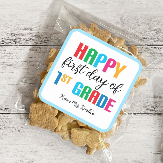 Colourful 1st Grade School Sticker (Square) (Creator Uploaded)