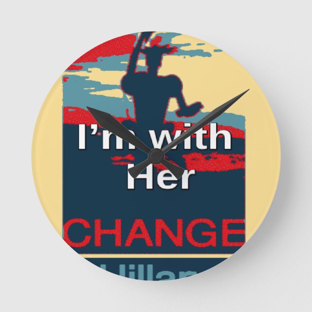 Colourful 2016 I am with her Vote for Hillary USA Round Clock (Front)