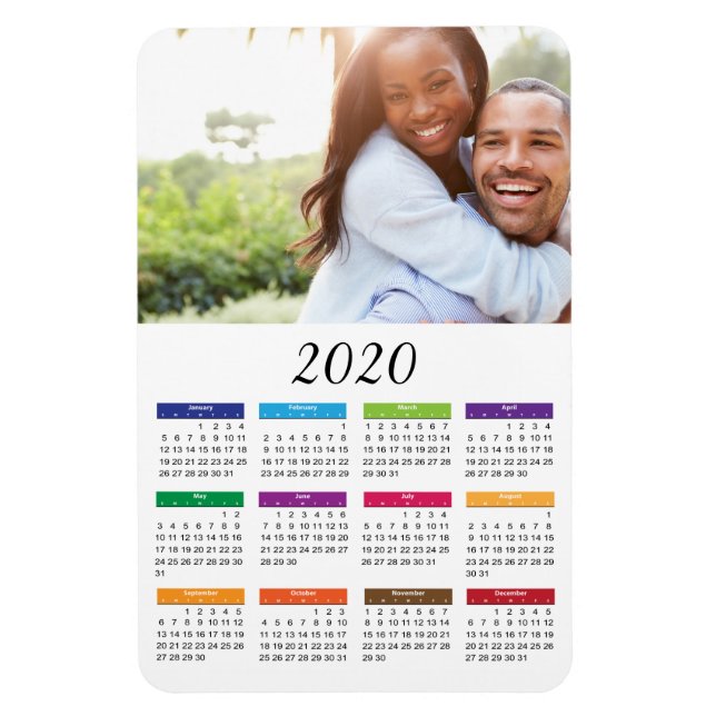 Colourful 2020 Custom Photo Calendar Magnet (Vertical)