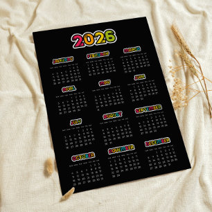 Colourful 2025 Black calendar Poster