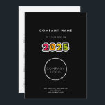 Colourful 2025 calendar corporate business holiday card<br><div class="desc">A modern and simple holiday card with a practical 2025 calendar,  to customise with your company info and logo,  perfect as a holiday promotional item.</div>