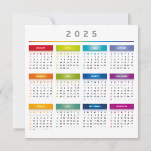 Colourful 2025 Calendar - Rainbow Colours 3 Column