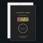 Colourful 2026 calendar corporate business holiday card<br><div class="desc">A modern and simple holiday card with a practical 2026 calendar,  to customise with your company info and logo,  perfect as a holiday promotional item.</div>