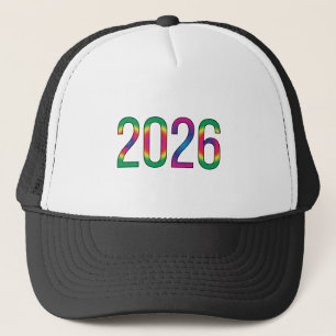 Colourful 2026 Year Printed Elegant New Year-Cap Trucker Hat