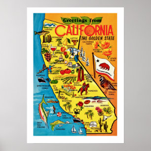 Colourful 20x28 California Map Print