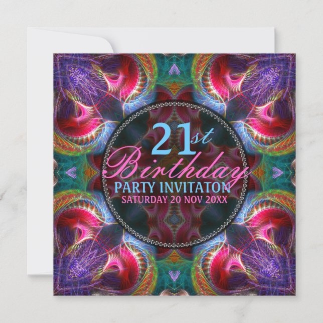 Colourful 21st Celebrations Party Invitation (Front)