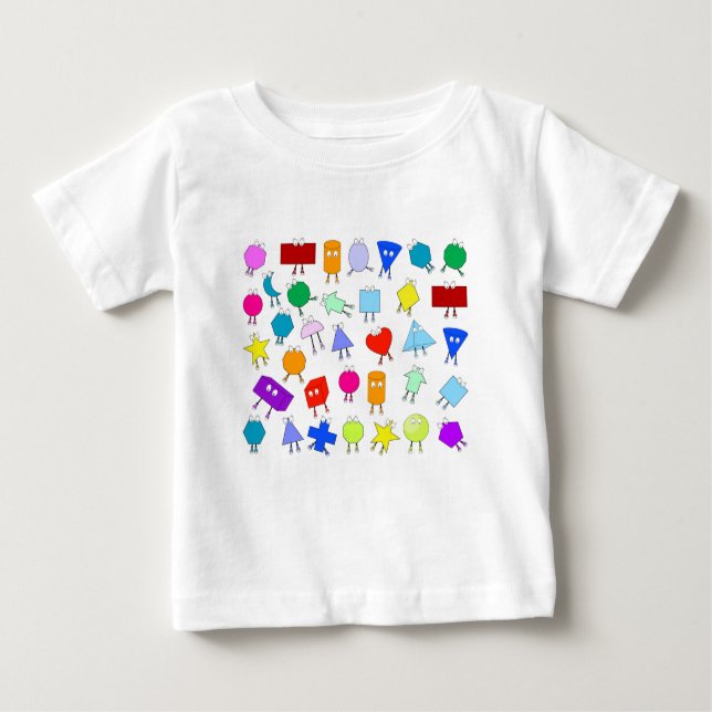 Colourful 2D & 3D Geometric Shapes Pattern Baby T-Shirt (Front)