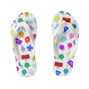Colourful 2D & 3D Geometric Shapes Pattern for Kid Kid's Thongs