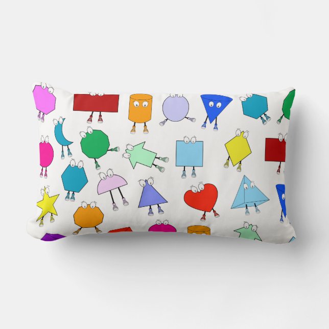 Colourful 2D & 3D Geometric Shapes Pattern for Kid Lumbar Cushion (Front)