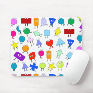 Colourful 2D & 3D Geometric Shapes Pattern for Kid Mouse Pad