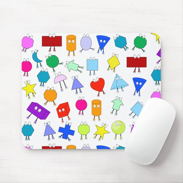 Colourful 2D & 3D Geometric Shapes Pattern for Kid Mouse Pad (With Mouse)