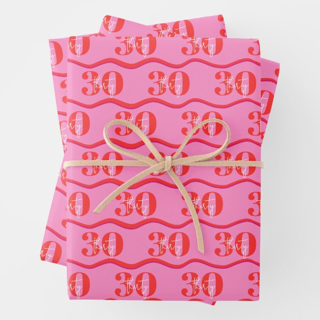 Colourful 30th Birthday Gift Wrap (In situ)