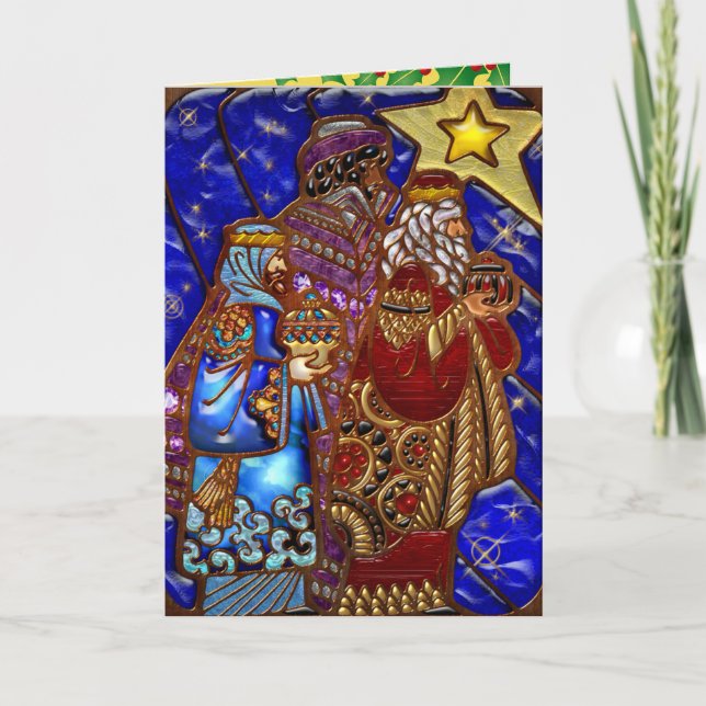 Colourful 3 Wise Men Jewel Effect Christmas Card (Front)