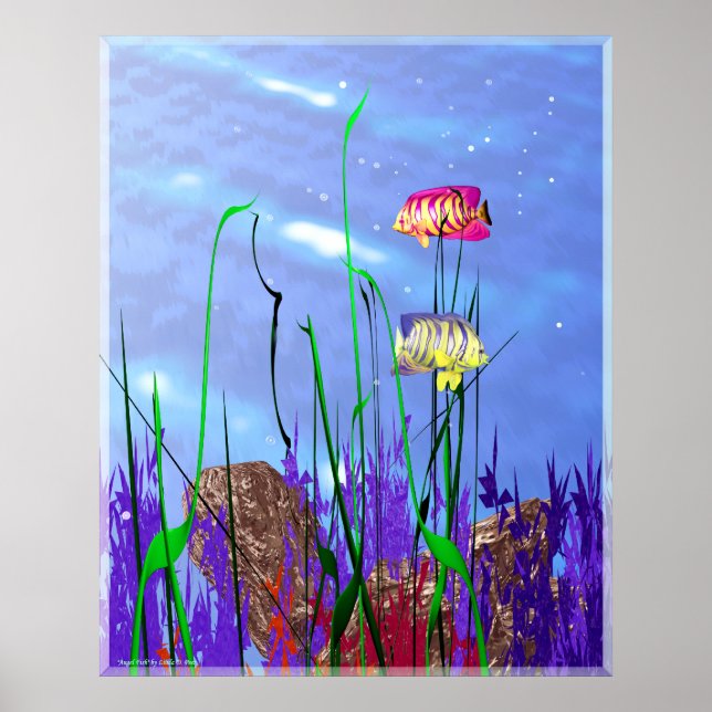 Colourful 3d Angelfish Poster (Front)