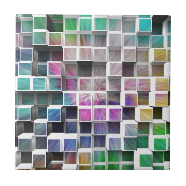 Colourful 3D Cubes 1 Tile (Front)