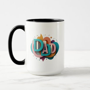 Colourful 3D “DAD” Graphic Design   Coffee Mug